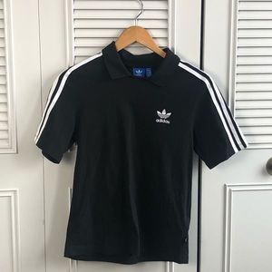 **CLOSING BUY ONE GET ONE** adidas Collar Shirt White Shoulder Stripes Tee